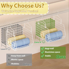 X-cosrack stackable metal bins keep contents visible and accessible.