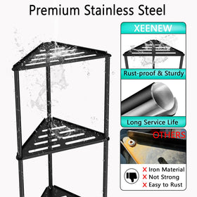 XEENEW stainless steel shower organizer stand designed for durability in damp bathrooms.