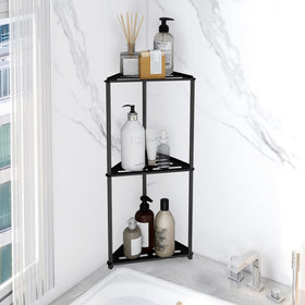 XEENEW standing shower caddy corner with 3 tiers to organize bath products and keep dry.