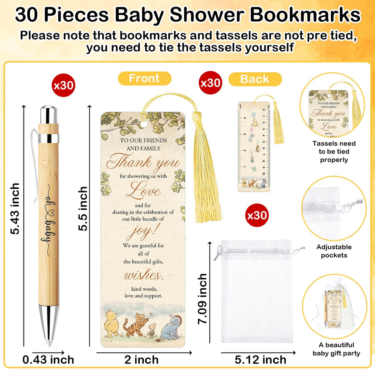 Xendelow Winnie thank you bookmarks with matching artwork for guest keepsakes.