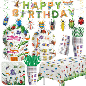 Xenorik bug birthday plates 9-inch for sturdy meals at kids' parties