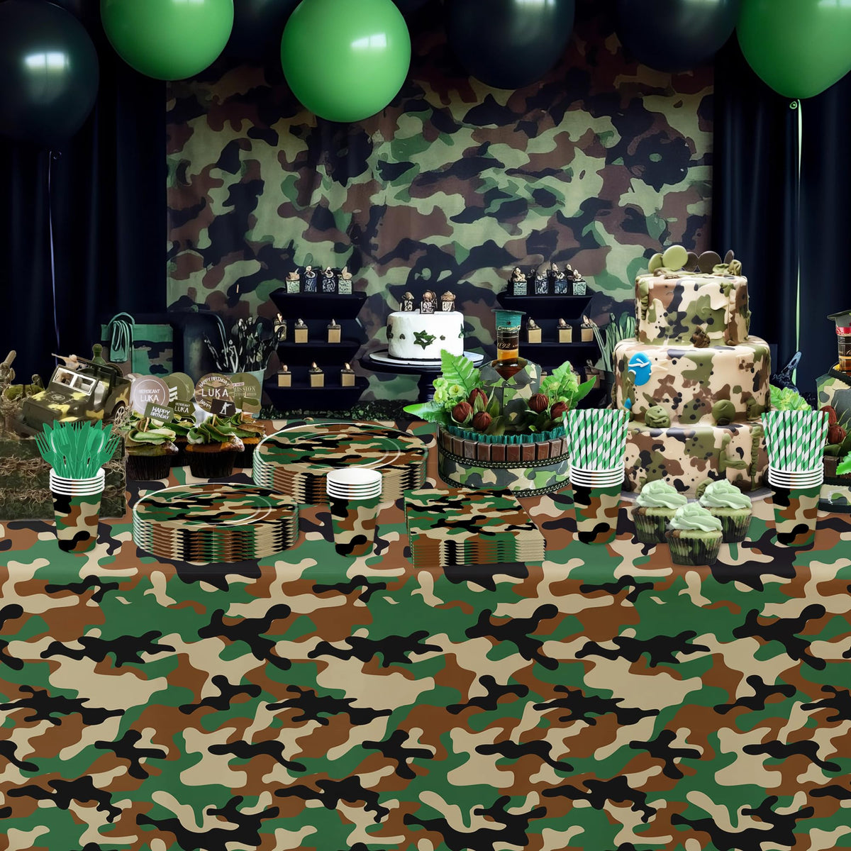 Xenorik camouflage cutlery set simplifies serving with cohesive rugged decor.