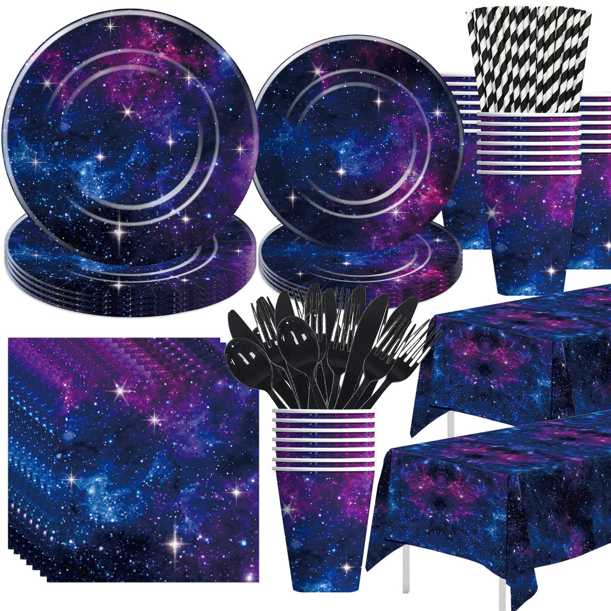 Xenorik Space Galaxy Dinner Plates 9-inch showcase vibrant cosmic designs for striking tables.
