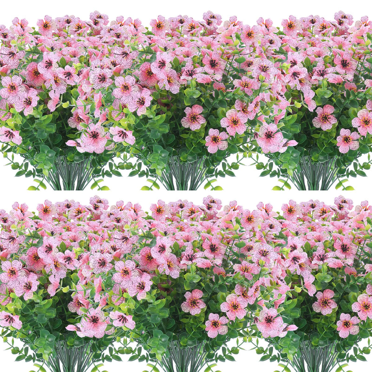 XEOLIAN 12 Bundles pink artificial flowers for outdoor porch decor with UV resistance