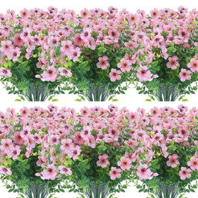 XEOLIAN 12 Bundles pink artificial flowers for outdoor porch decor with UV resistance