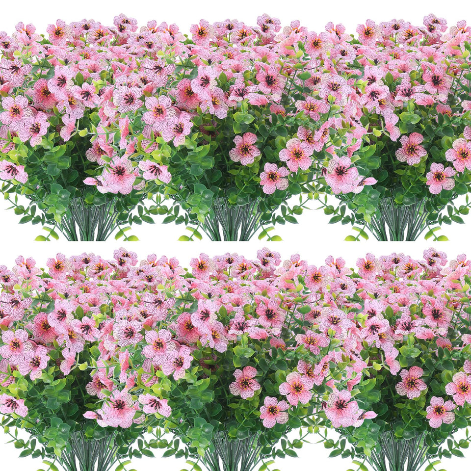XEOLIAN 12 Bundles pink artificial flowers for outdoor porch decor with UV resistance