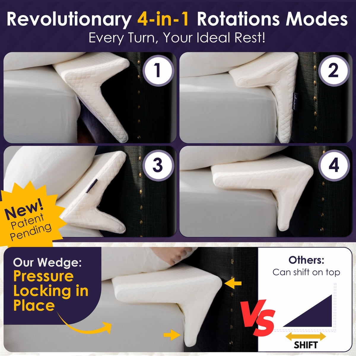 XetraDesign Bed Wedge gap between mattress and headboard demonstrates secure placement