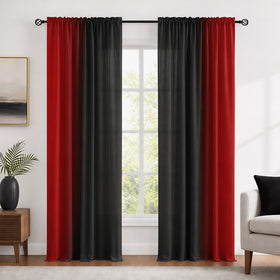 XFLINGBAO red and black ombre curtains as a bold living room focal point