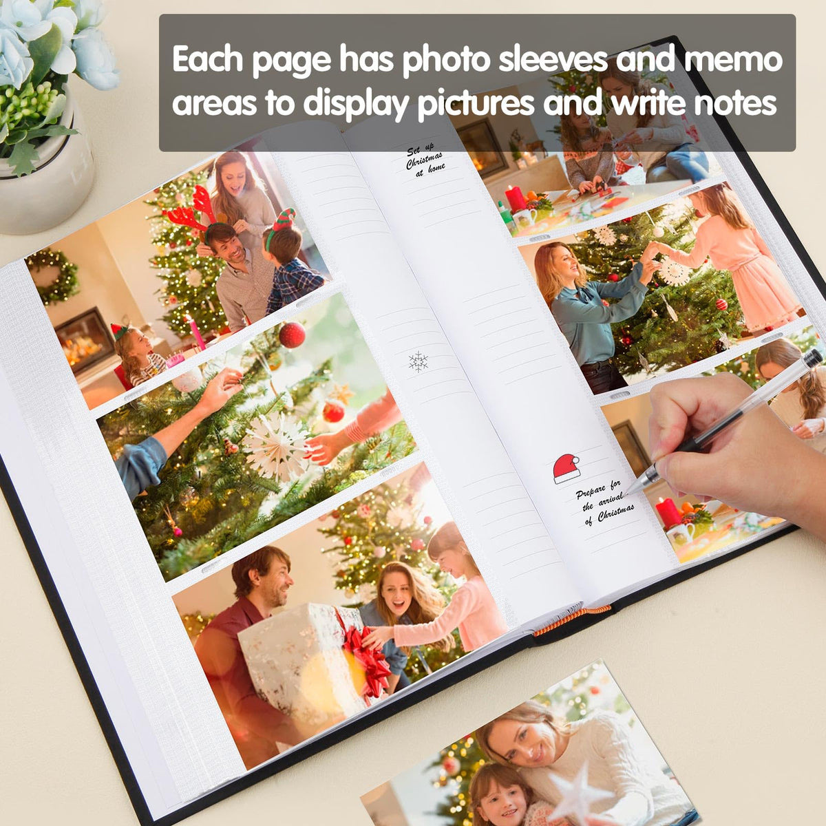 Xfveiwoo memo area pages for jotting notes beside photos