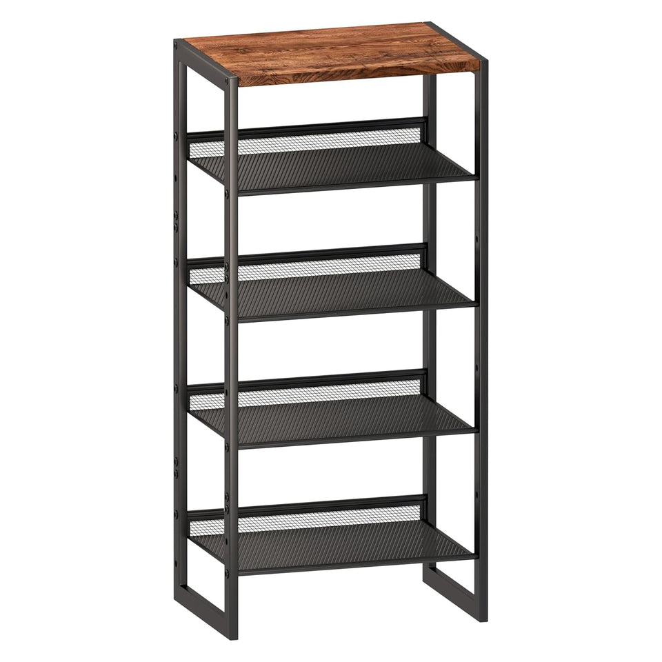 Xiacare 5-tier shoe rack front view shows durable steel framing for organized entryways