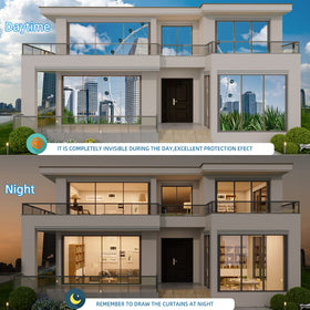 XIAWEI daytime mirror effect shows outside reflection with preserved interior visibility.