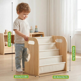 XiaZ Bookshelf side view emphasizes rounded edges and stable base