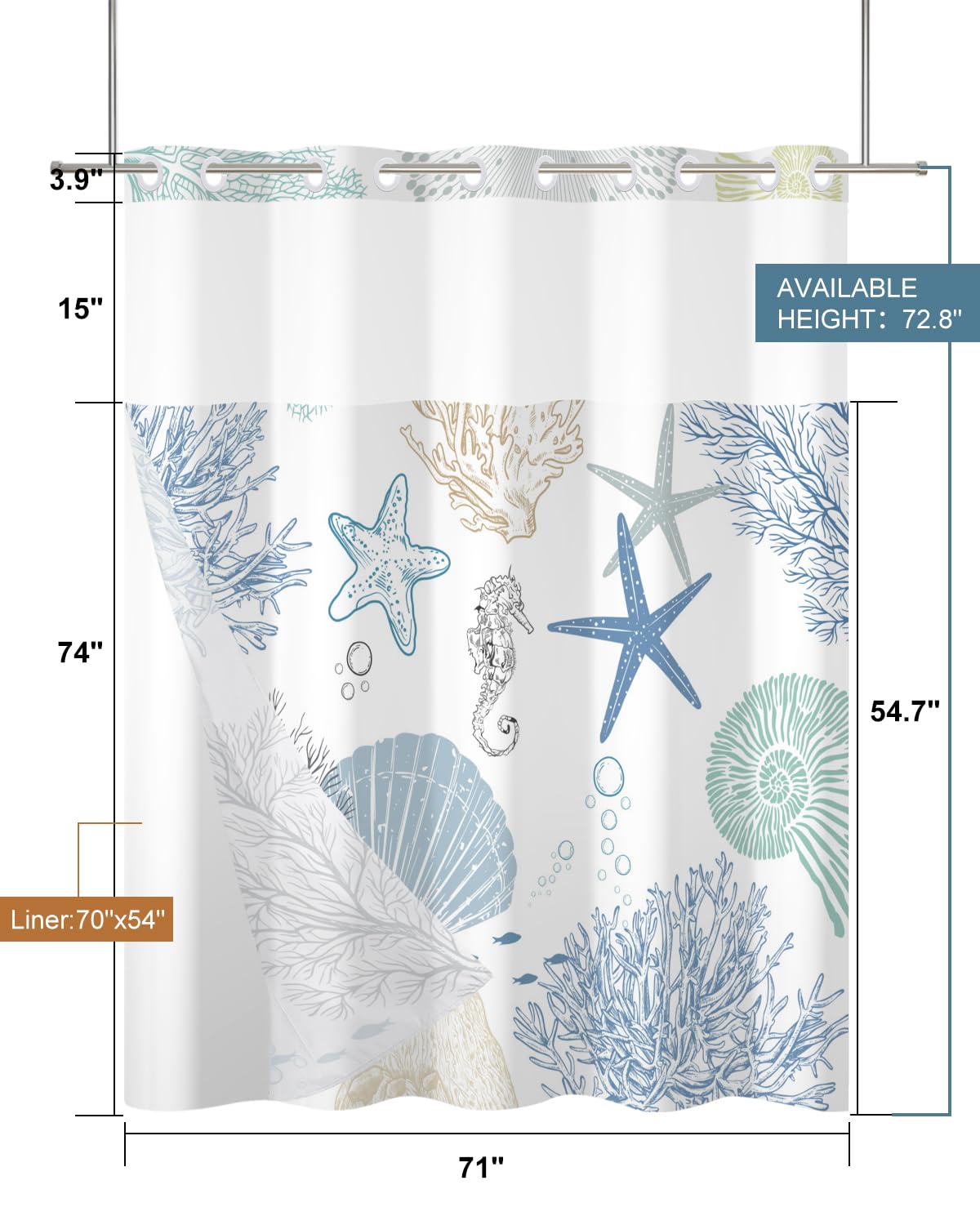 Xiazhilaio coral reef design curtain livens up bath time.
