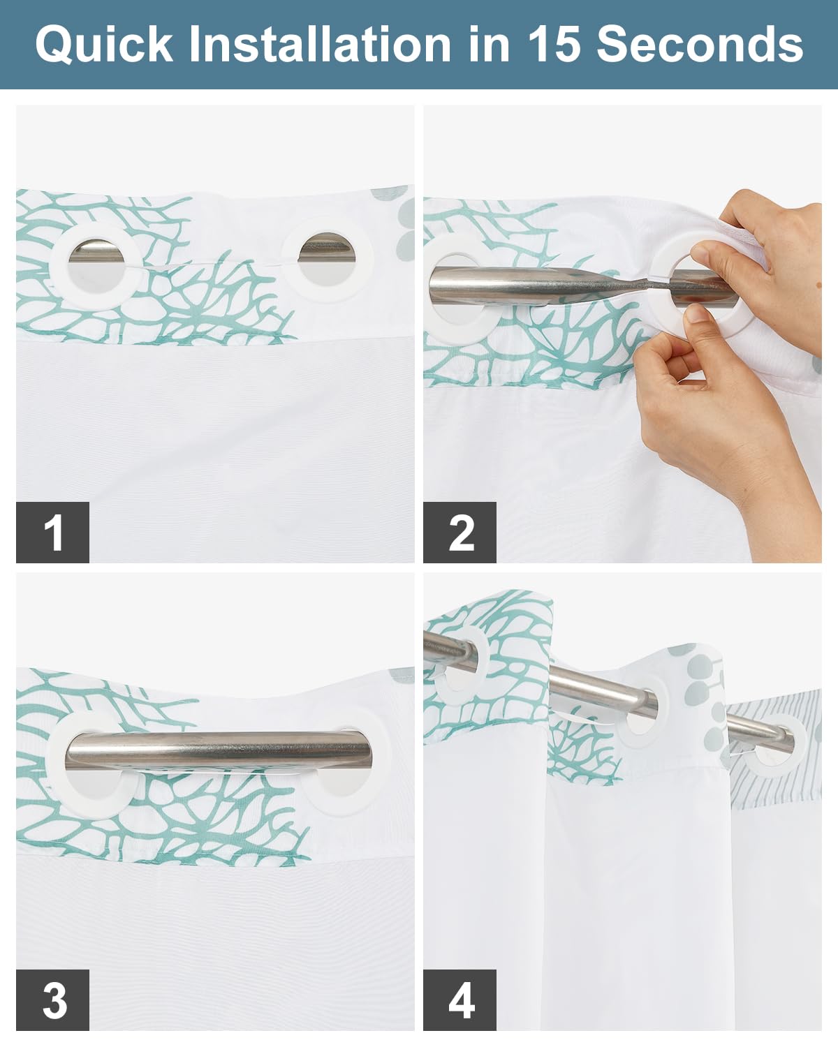 Xiazhilaio 71x74 curtain suits standard tubs with durable, easy care material.