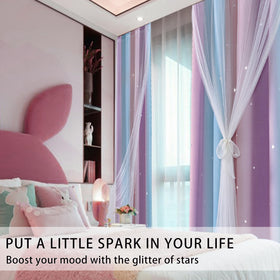 XiDi rainbow pink ombre curtains brighten the room and offer light control