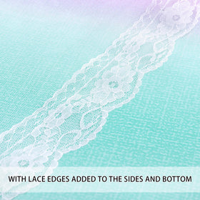 XiDi lace edges add delicate detail to the curtain borders.