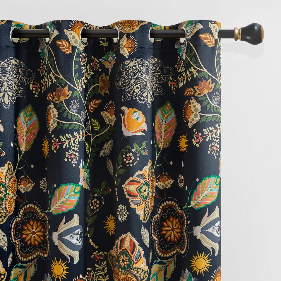 XiDi navy blue vintage floral pattern curtains add privacy and refined style to any room