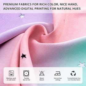 XiDi rainbow unicorn curtains lace edge detail adds a graceful finishing touch.