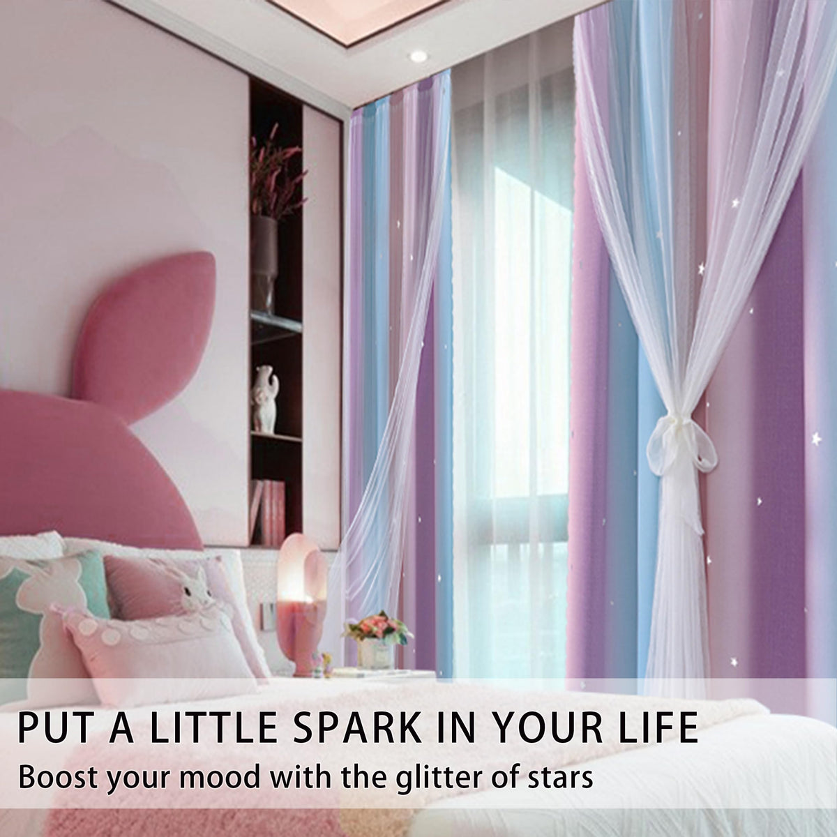 XiDi star lace edge curtain closeup showing premium detail and trim