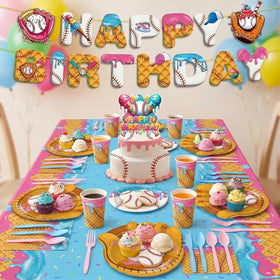 XIENBLOC banner and cake topper as party focal point