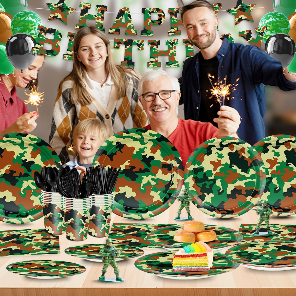 XIENBLOC camo cutlery: durable utensils that handle party foods.