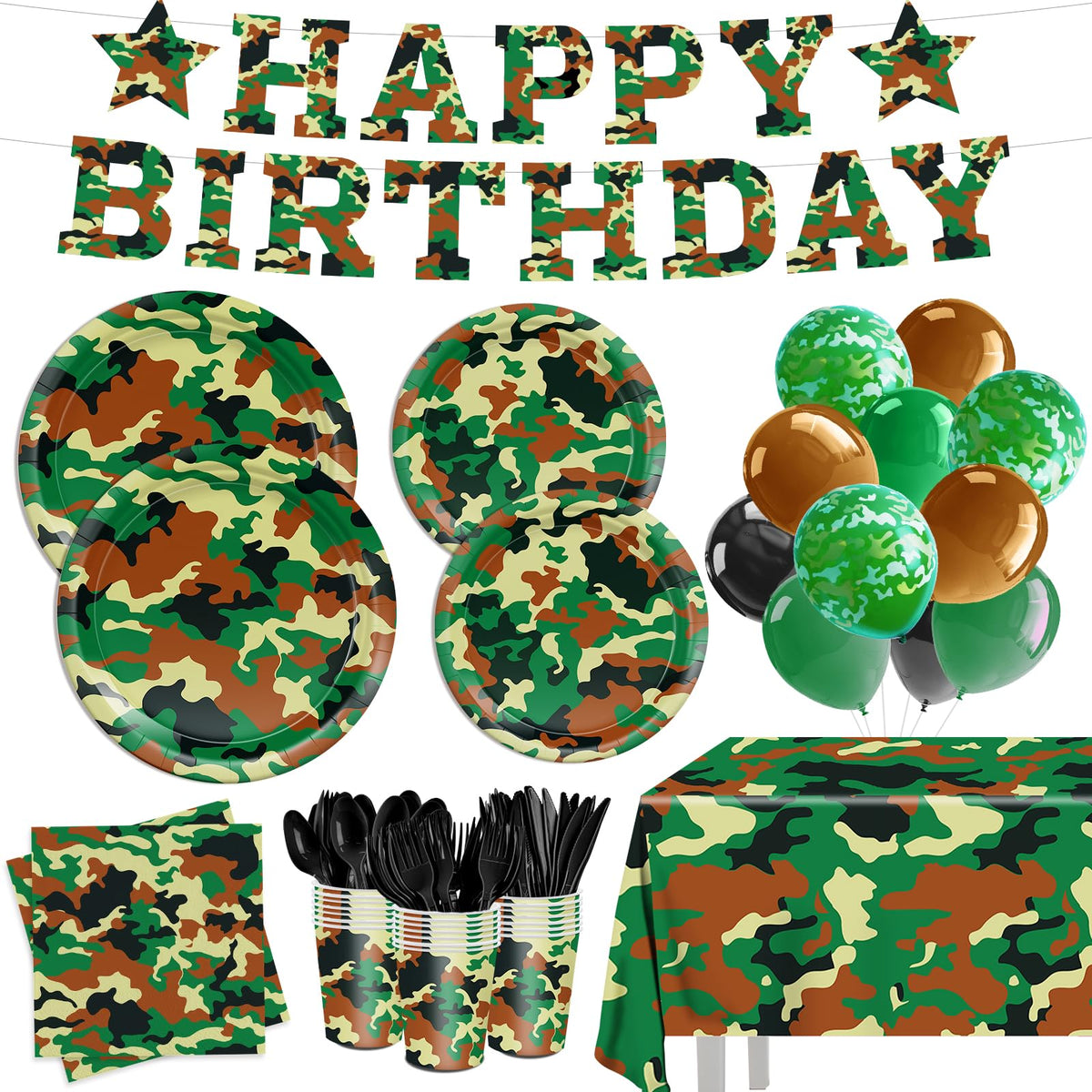 XIENBLOC camo 9-inch plates: durable for outdoor or hunting-themed parties.