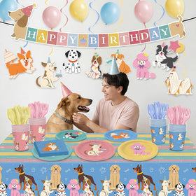 XIENBLOC hanging swirls add playful movement to the dog party.