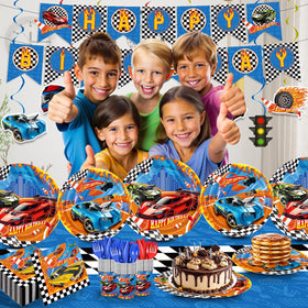 XIENBLOC happy birthday banner with race car motif enhances party décor