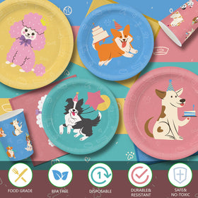 XIENBLOC happy birthday banner enhances festive dog party decor.