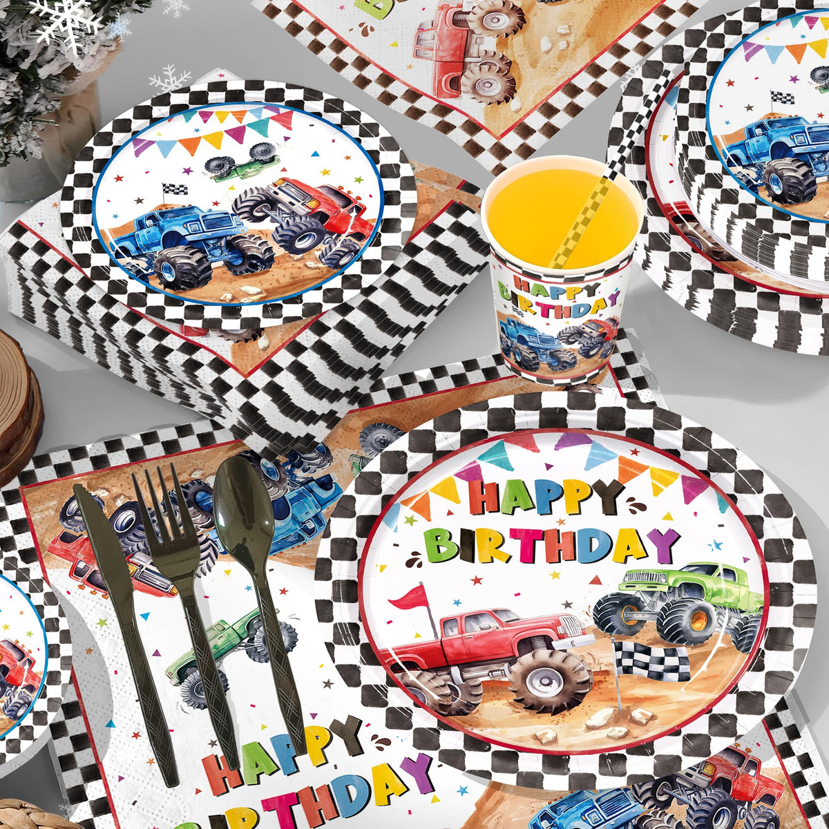 XIENBLOC Monster Truck black cutlery keeps party dining tidy