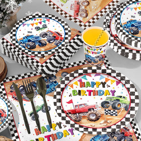 XIENBLOC Monster Truck black cutlery keeps party dining tidy