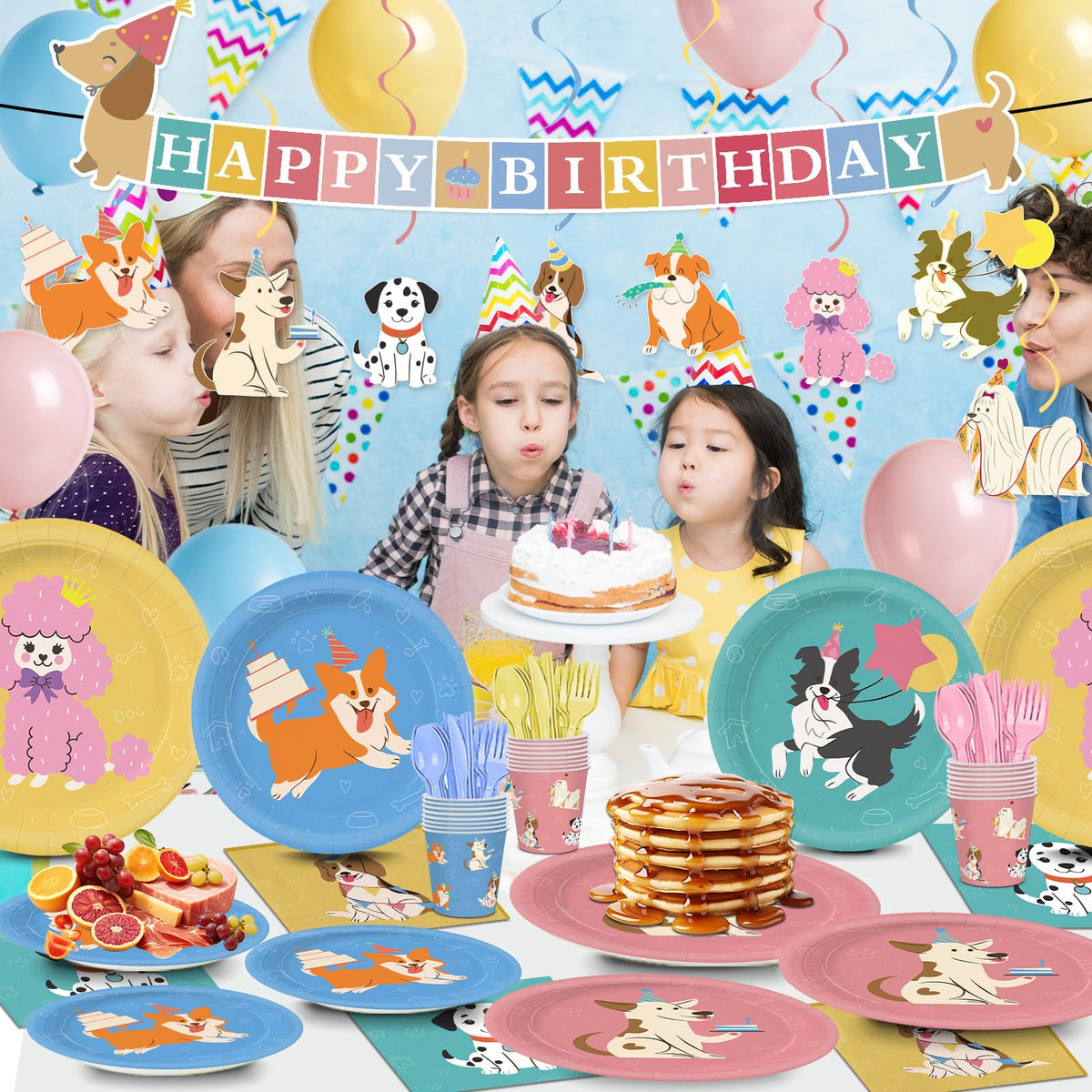 XIENBLOC balloons complement the retro puppy theme and photo ops.