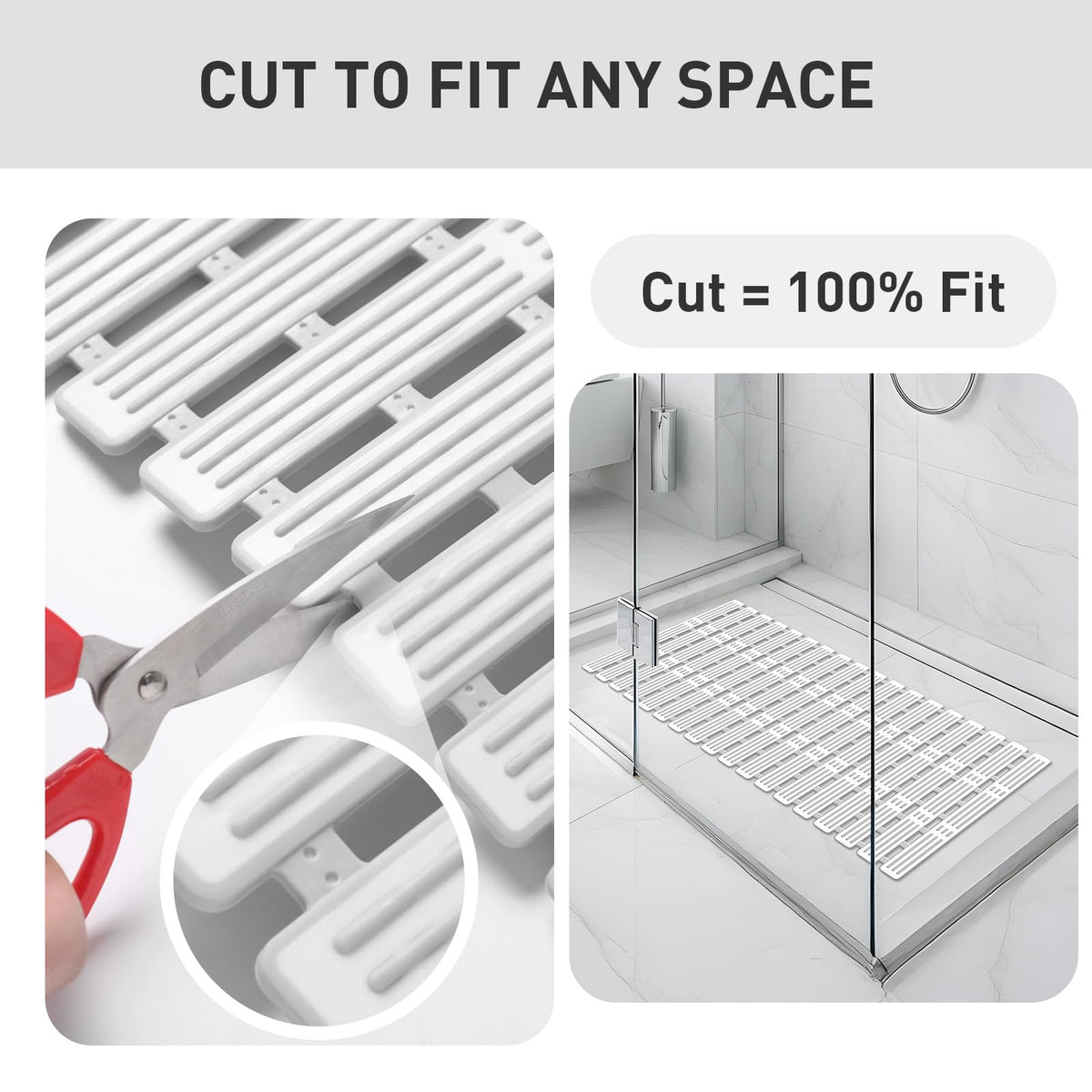 XIYUNTE cut-to-fit mat that adapts to tub or shower layouts