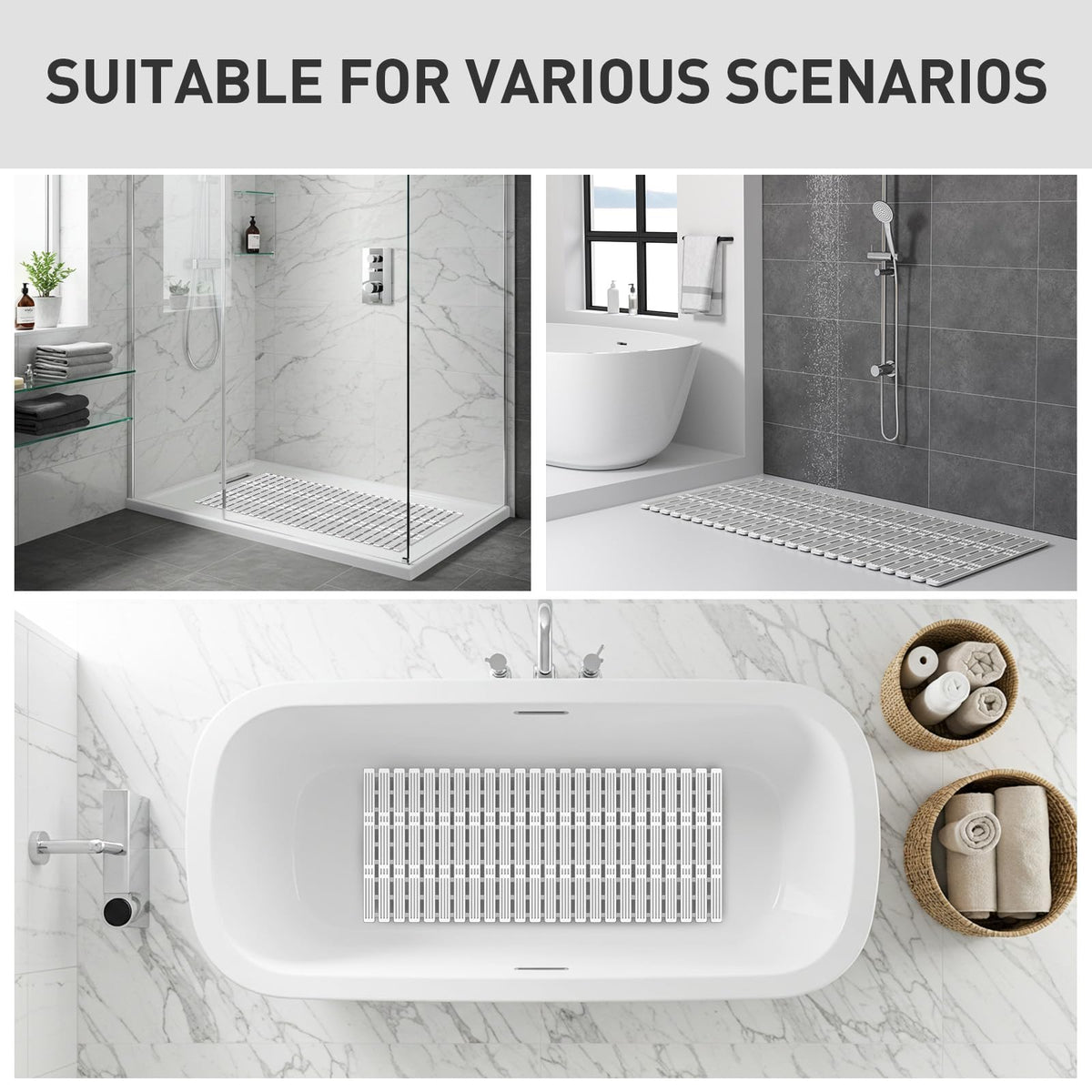 XIYUNTE grey modern bath mat that suits contemporary bathrooms