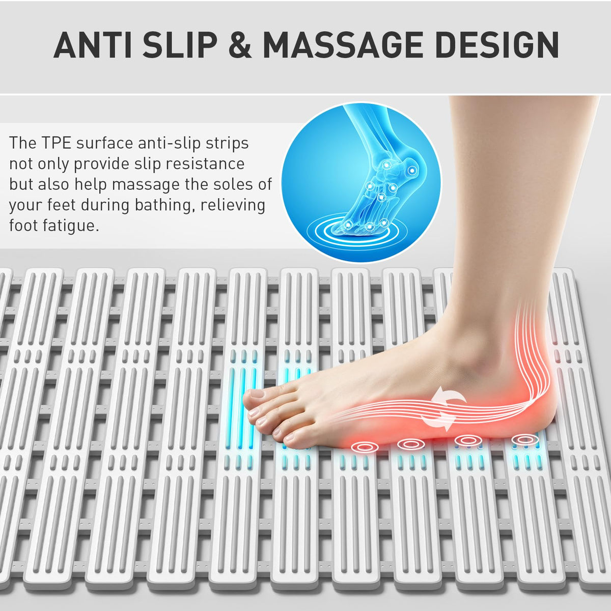 XIYUNTE shower mat quick-drain gap helps water dry quickly