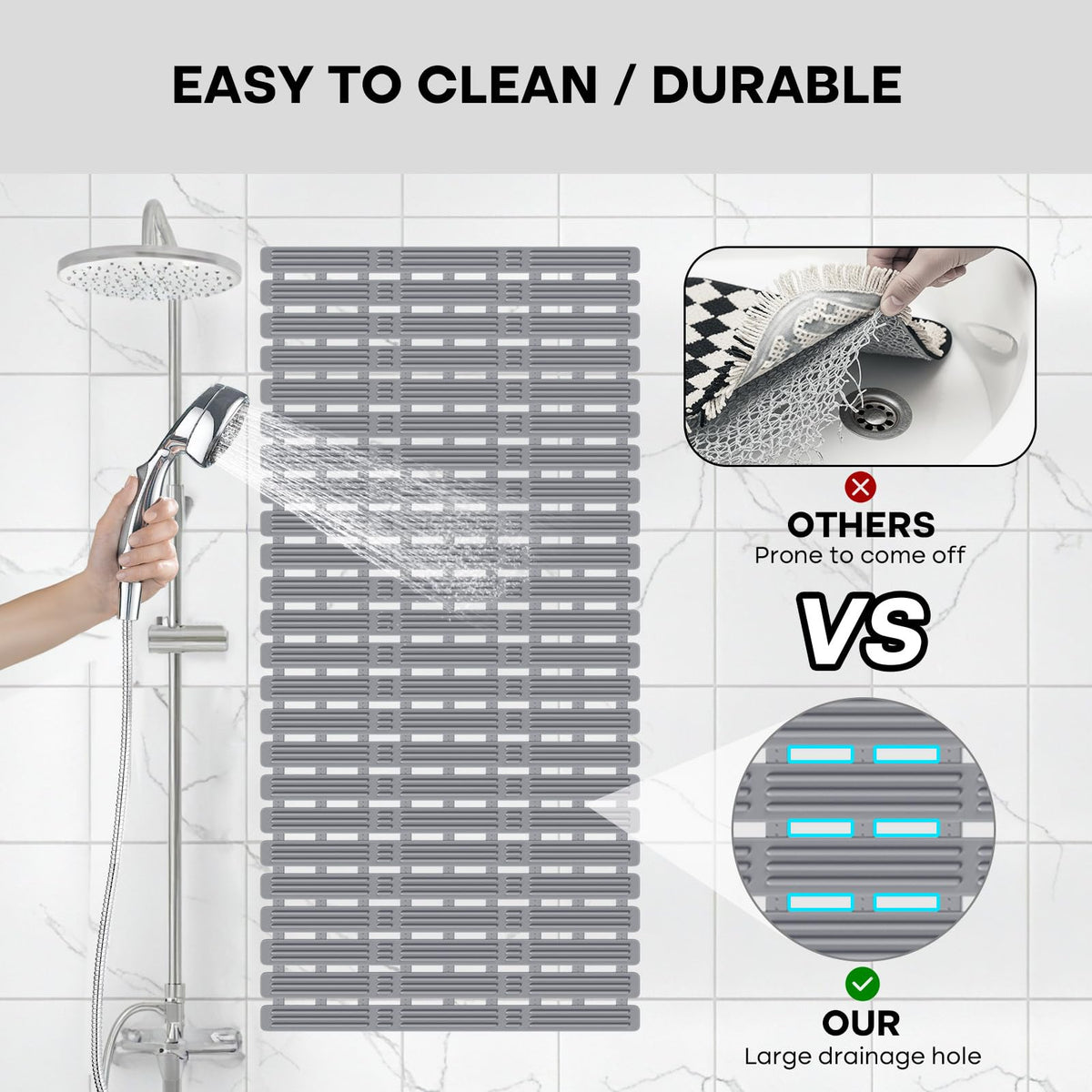 XIYUNTE textured surface provides confident footing during baths
