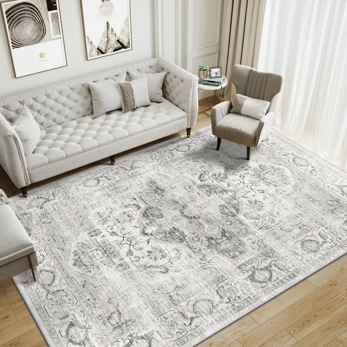 Xilixili 8x10 rug under dining table defines space with vintage charm