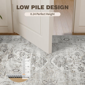 Versatile ivory-gray design complements living rooms, bedrooms, entryways