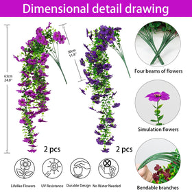 Ximiloor outdoor silk flowers hanging for balcony decor adds charm.