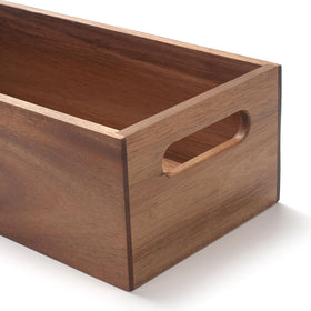 XIMISISE acacia wood basket with handles for easy movement and flexible placement.
