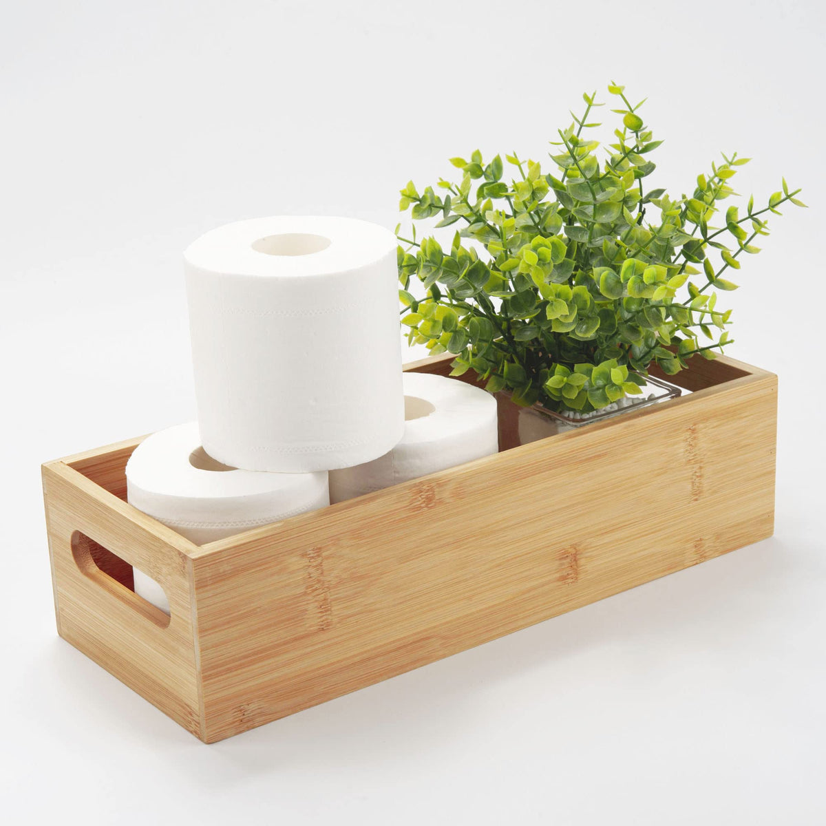 XIMISISE bamboo tray close-up shows smooth finish and comfortable handles.