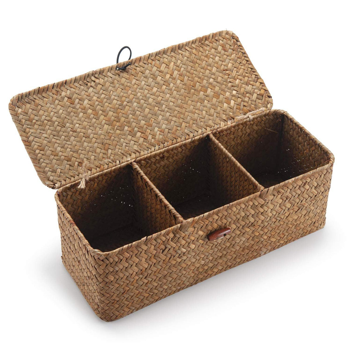 XIMISISE seagrass toilet tank basket with lid for organized bathroom storage