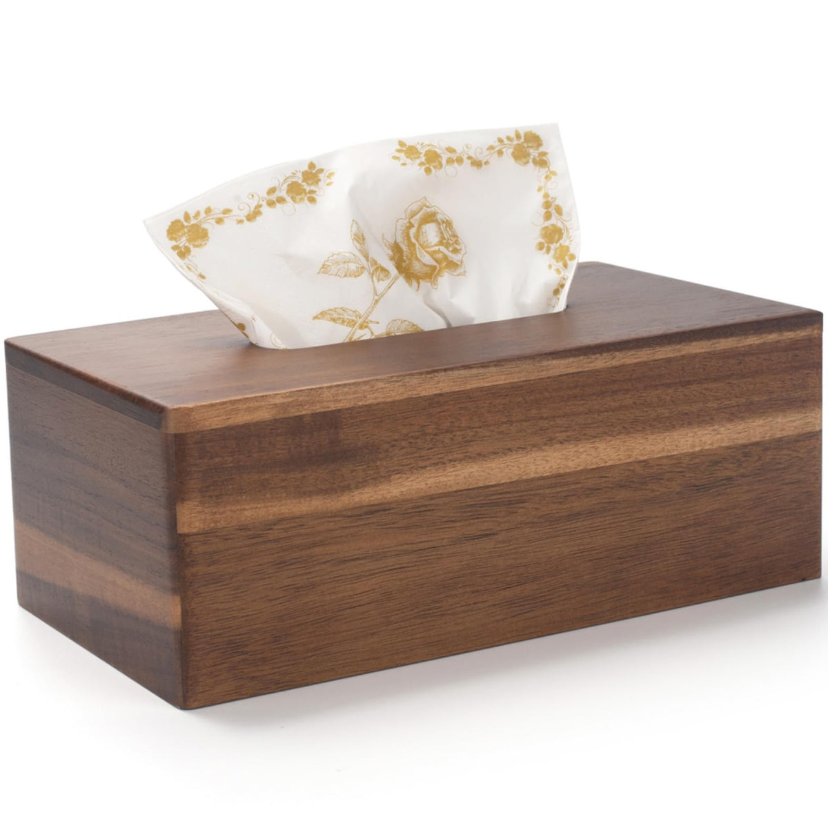 XIMISISE tissue box cover rectangle in natural acacia wood for tidy, stylish living room decor.
