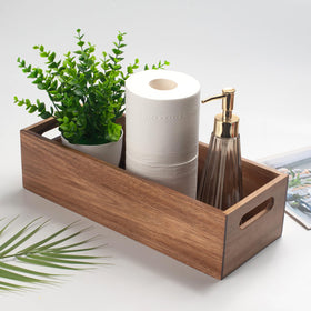 XIMISISE wood basket with clean lines for elegant, clutter-free counter organization.