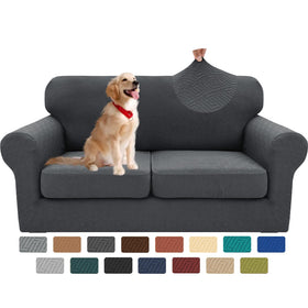 XINEAGE 3-piece loveseat slipcover front view showing snug non-slip fit