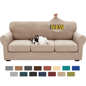 XINEAGE 4-piece couch cover set shows modular cushions for a tailored look.