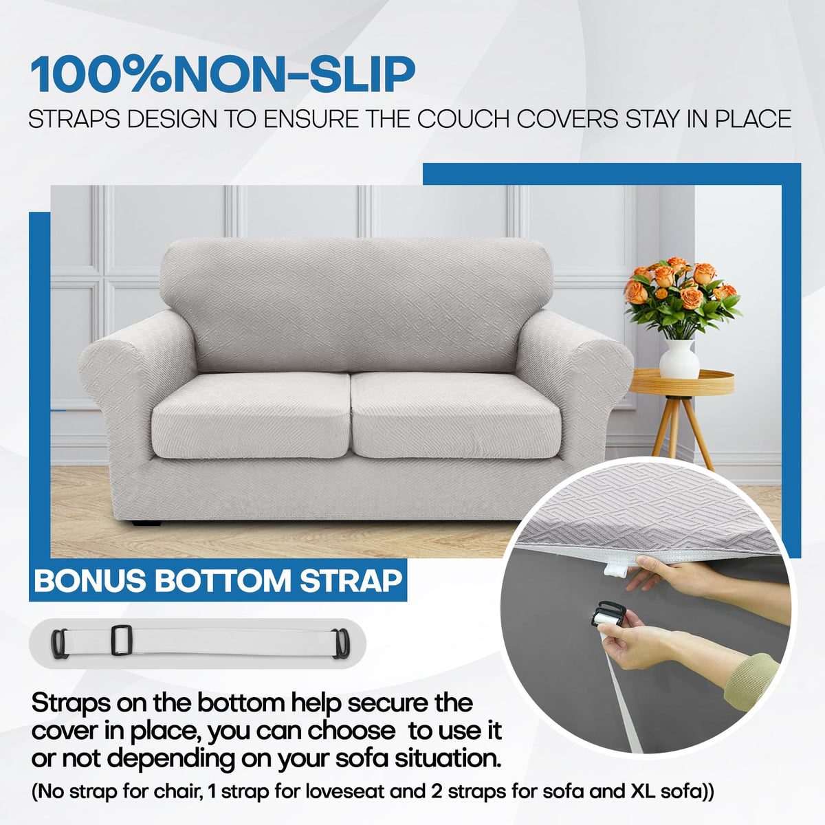 XINEAGE 71-91 inch sofa slipcover drapes smoothly over cushions.