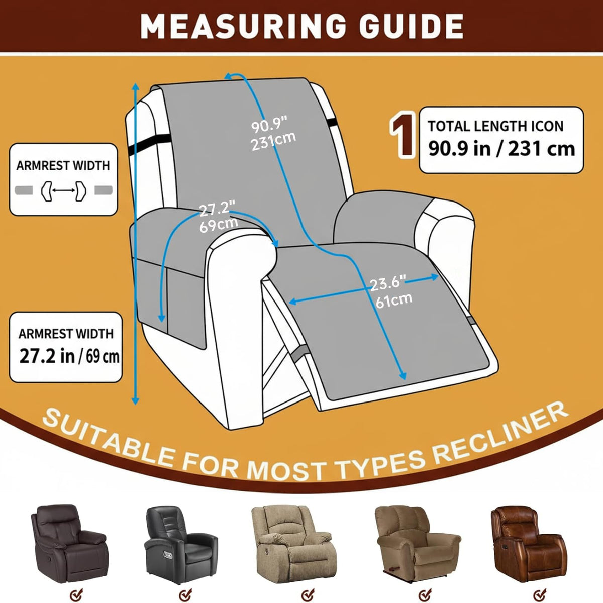 XINEAGE anti-slip system keeps the recliner cover secure during play and daily use