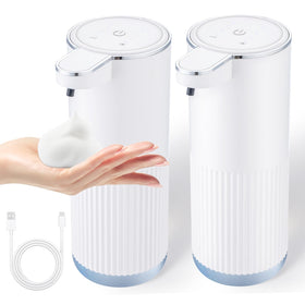 XINKORA 2-pack automatic soap dispenser front view promoting touchless handwashing.