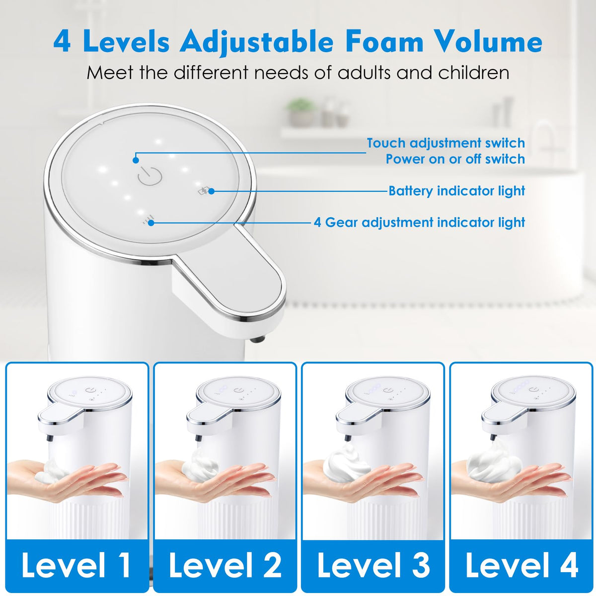 XINKORA foam levels control panel showing four adjustable settings.